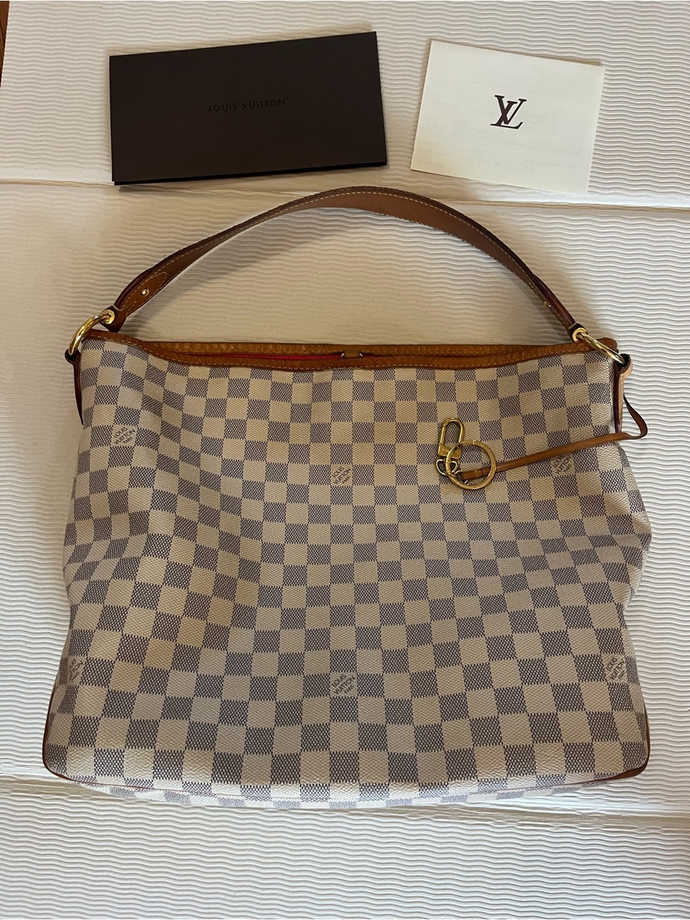 Louis Vuitton Delightful Damier Azur Canvas Shoulder Bag MM